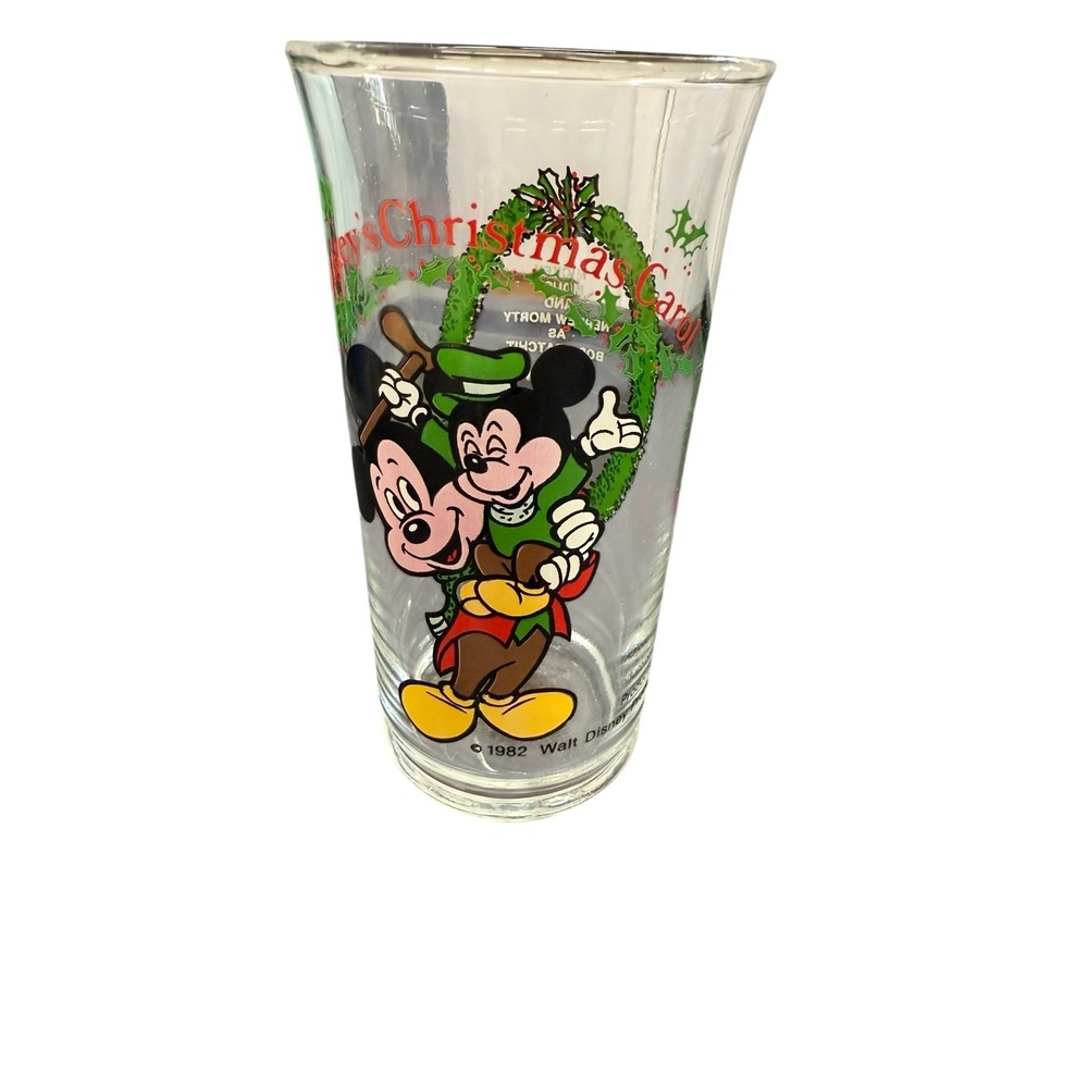 Vintage 1982 Walt Disney Mickey's Christmas Carol Drinking Glass Coca‎ Cola Co.